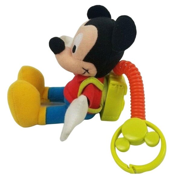 Disney Mickey Mouse 8 in Plush Clip On Backpack Orange Stretch Cord Fisher Price - Picture 5 of 9